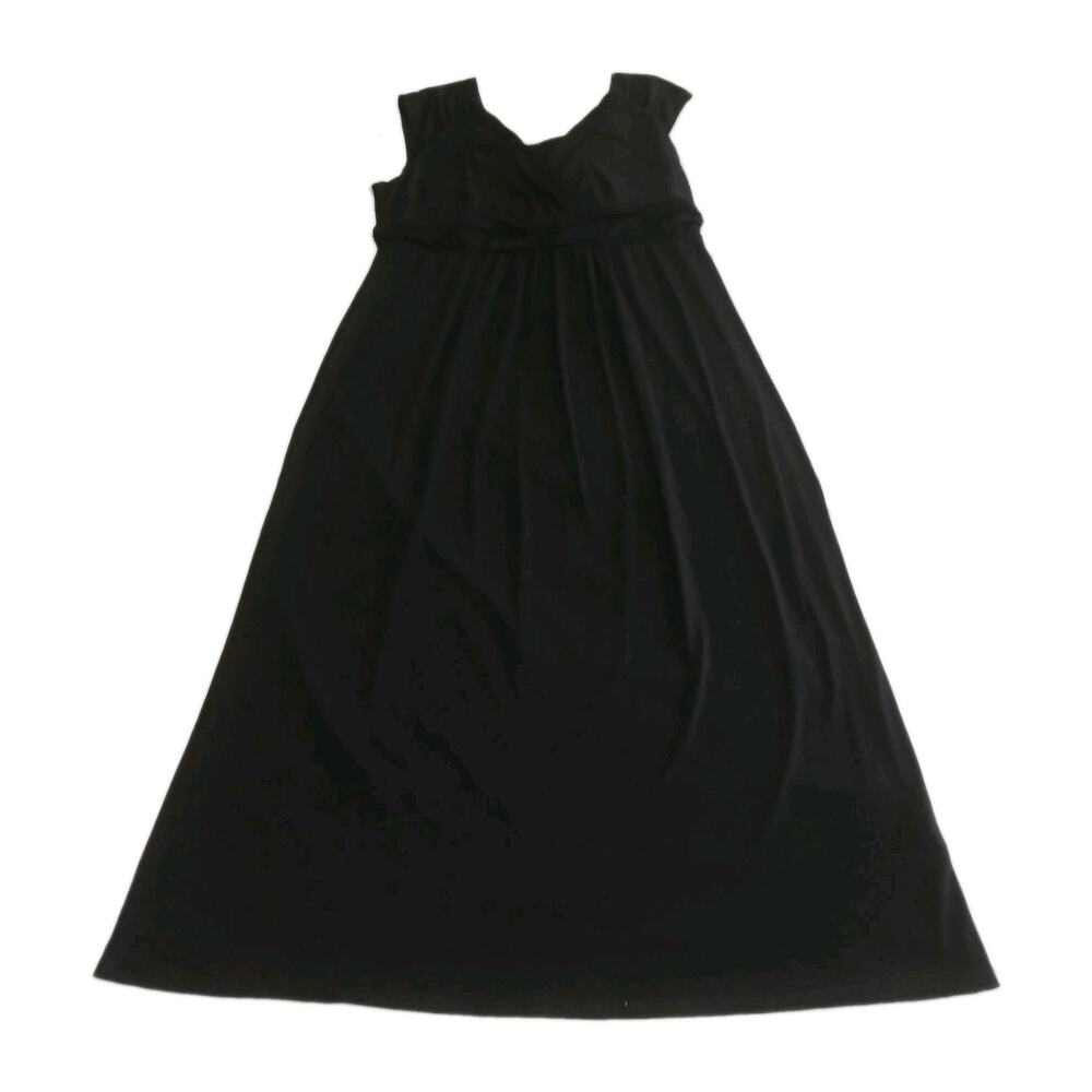 NY Collection Womens Black Maxi Dress Empire Waist Surplice V Neck Sleeveless